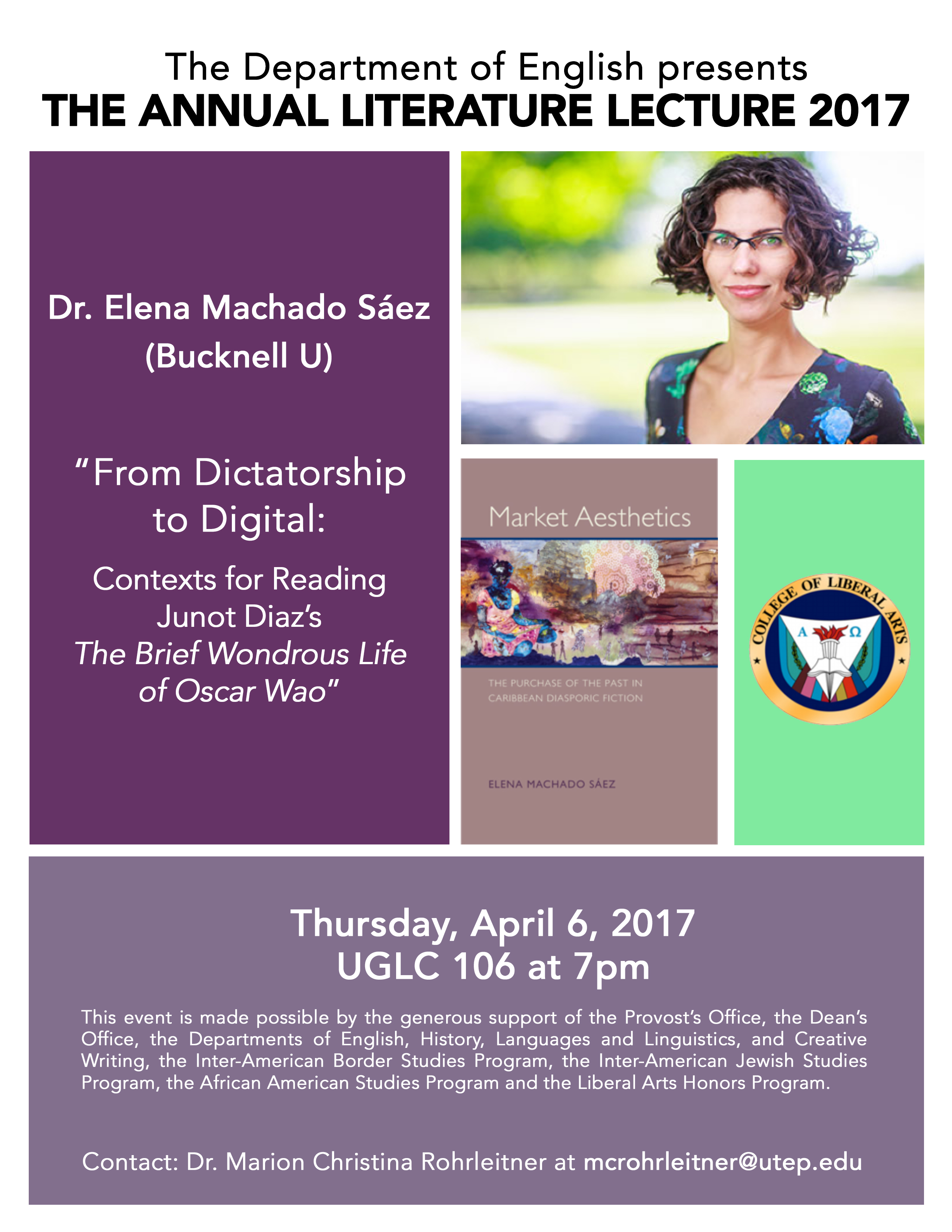 (Apr. 6, 2017) Presenting Annual Literature Lecture at University of Texas at El Paso